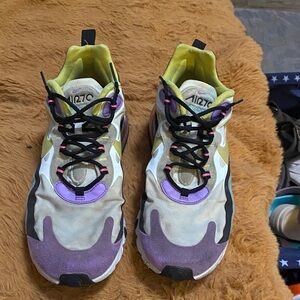 Nike Air Max 270 Athletic Shoes with Purple and Yellow Accents
